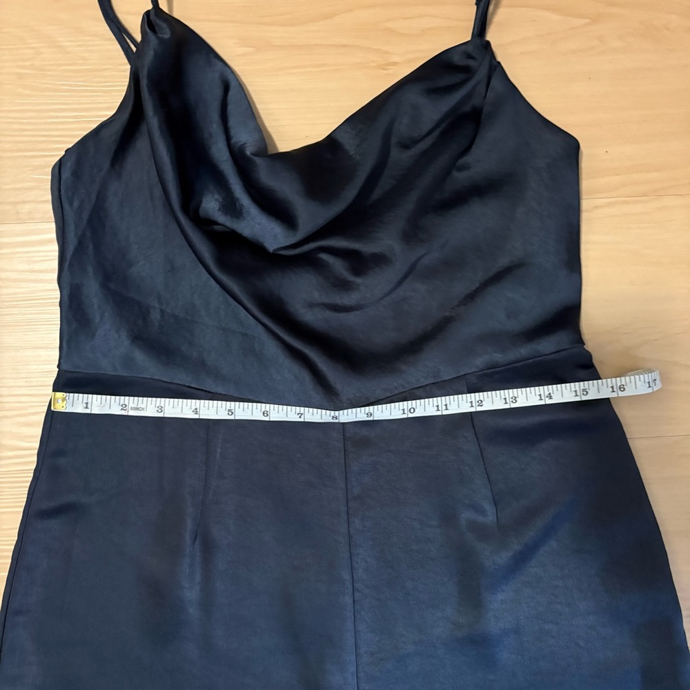 12 Rue Colette Midnight Navy Satin Jumpsuit Size L - Picture 9 of 14